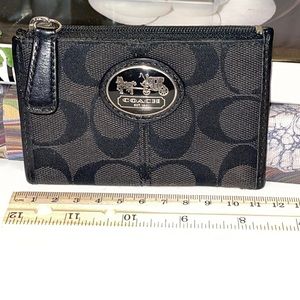 Coach black jacquard logo card case